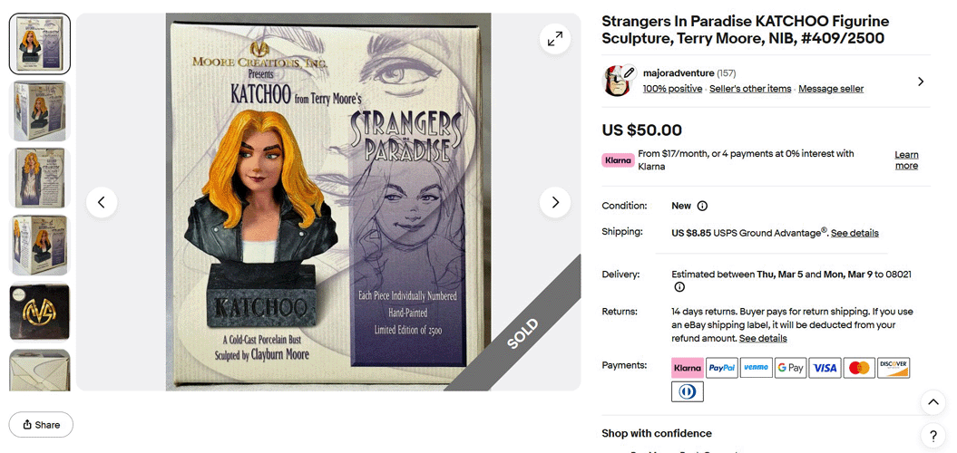 eBay SOLD Strangers In Paradise KATCHOO Figurine Sculpture